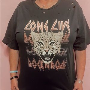 Distressed rock n roll tee